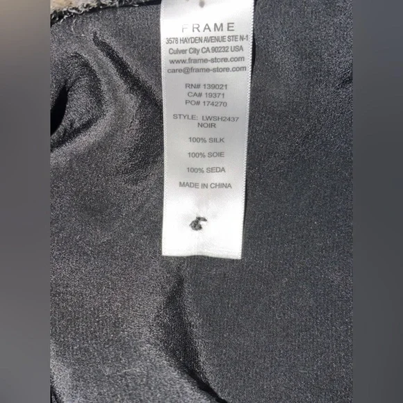 FRAME Woman’s Gillian Puff Sleeve Silk Blouse. Size L. 100% silk - Picture 4 of 16